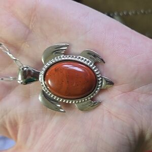Red jasper turtle necklace 102